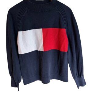 Vintage Tommy Hilfiger Color Block Navy, Red, and White Crew Neck Sweater Womens